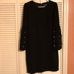 Karl Lagerfeld Black Dress w/Pearl Bell Sleeve